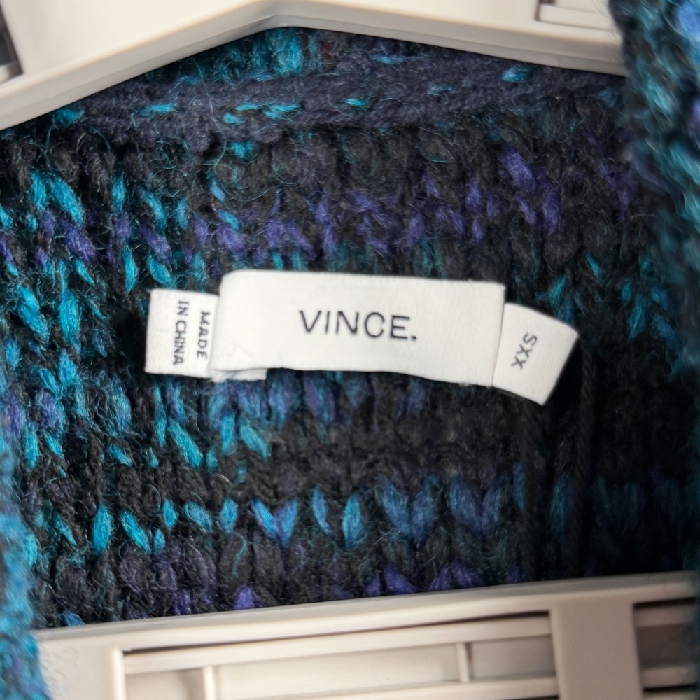 Vince Blue Green Marled Open Cardigan Vest XXS Draped Quiet Luxury Layering - Picture 4 of 9